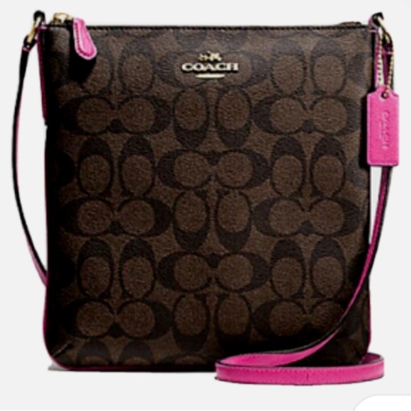 Coach Signature Brown and Pink Crossbody Bag - Picture 1 of 13